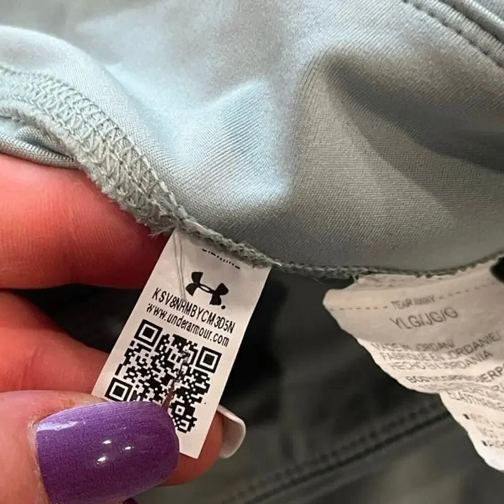 Under Armour Girls Youth Cropped Leggings Mid Rise Pull-On Stretch Gray Size YLG